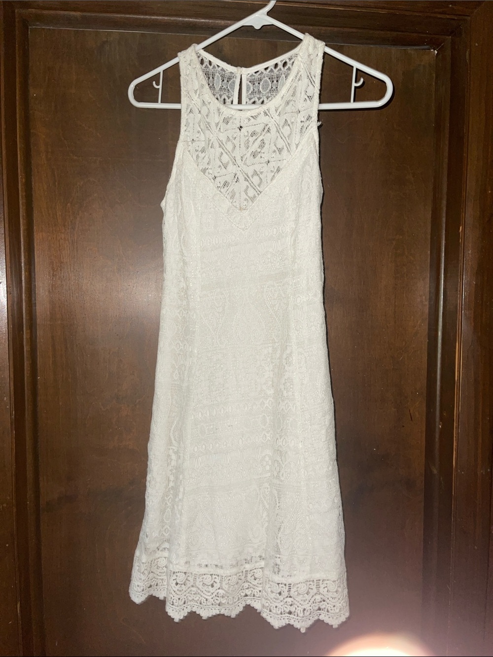 Hollister White Lace Halter Mini Dress